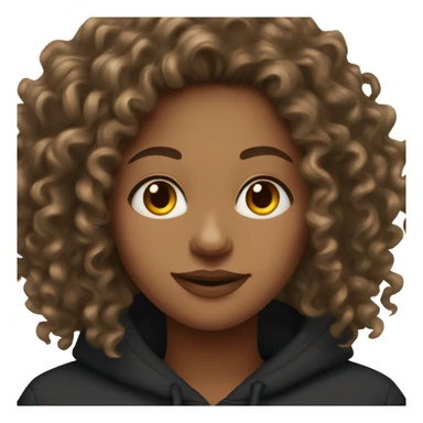 Long Curly haired woman with a black hoodie and hoop earrings  sticker