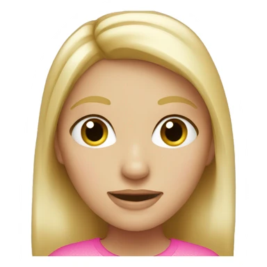 Blonde girl wearing pink sticker