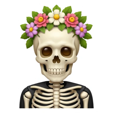 skeleton man with flower crown sticker