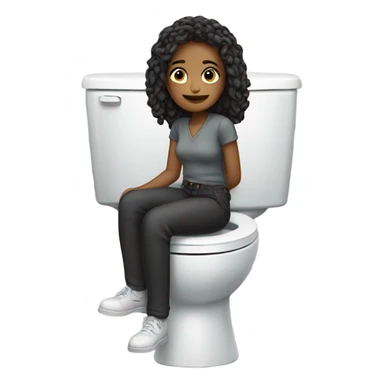 Erin sitting on the toilet with clothes on sticker