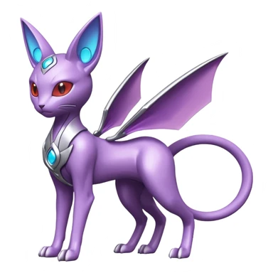Mechanical Miraidon-Espeon-Mewtwo-Fakémon-hybrid-creature (full body) with glowing eyes  sticker