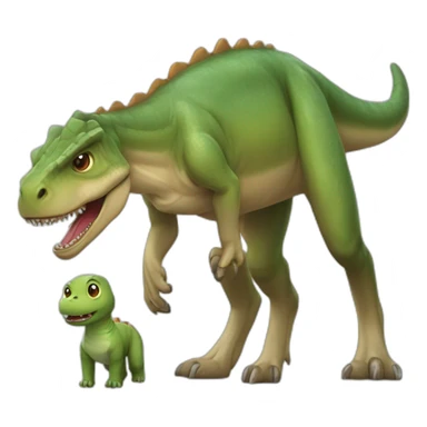 un dinosaure qui mange un chien sticker