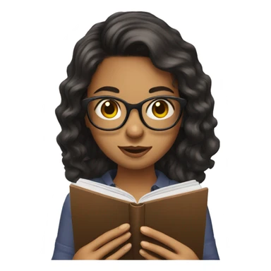 girl with glasses and dark wavy hair reading on smart phone sticker