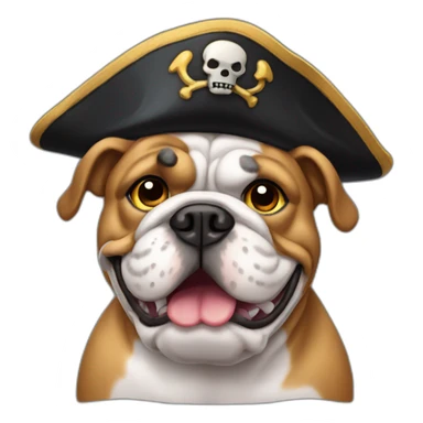 Bulldog wearing a pirate hat sticker