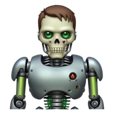 plump zombie terminator with robotic features sticker