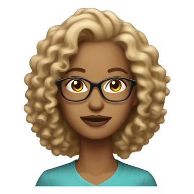 Gorgeous light brown woman with medium length blonde curly hair and glasses sticker
