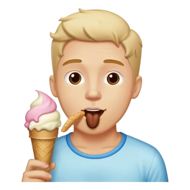 Handsome man licking ice cream stick sticker