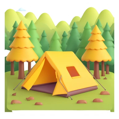 tent in a sunny forest clearing sticker