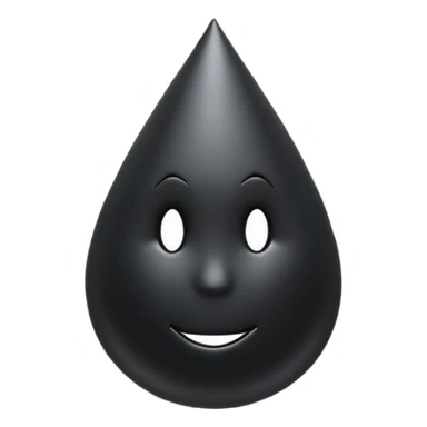 Minimal emoji, gothic teardrop sculpted from solid black metal, smooth reflective surface, heavy symbolic form, no glow, no neon, flat emoji style, centered, transparent background sticker