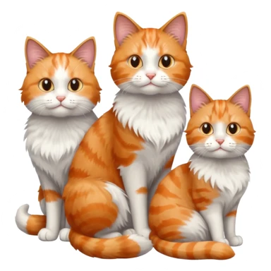 a fluffy grey and white cat sitting with 2 other cats sticker