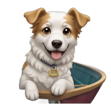 chien sur un bateau sticker