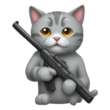 Grey-cat-with-shot-gun sticker
