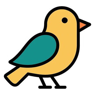 A bird in the style of an icon, color outline sticker