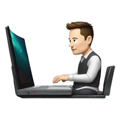 elon musk con un ordenador sticker