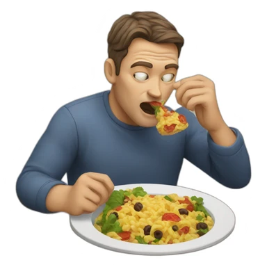 man eating coe sticker