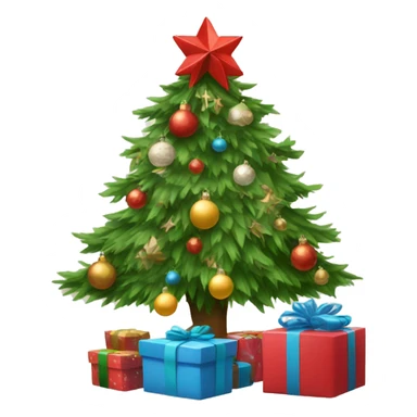 Christmas tree with ornaments and gifts  sticker