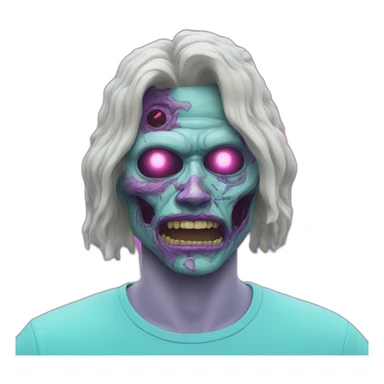 Vaporwave person, half person face half zombie face sticker