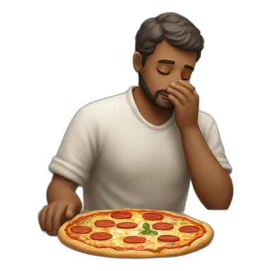 an italian man praying for a pizza sticker