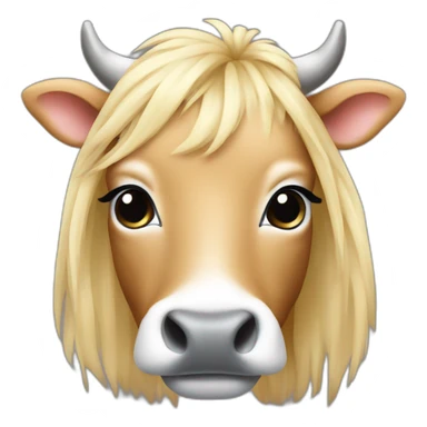 Cow with long blonde hair sticker