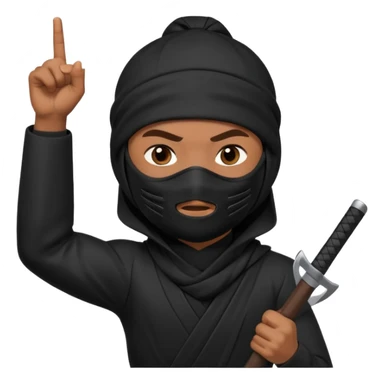 Crea un memoji con este emoji 🥷🏽 y este👈🏽 sticker