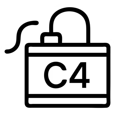 C4 bomb icon, outlined, no fill, classic icon look, no humans or other objects sticker