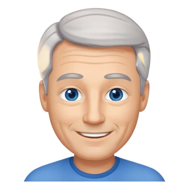 Middle aged man with receding grey hair and no beard, blue eyes sticker