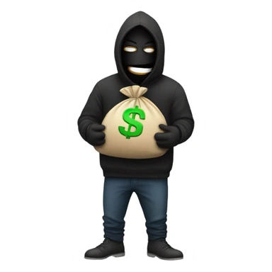 Robber holding a money bag sticker