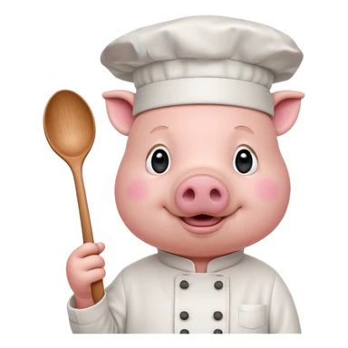 Chef Pig – pig wearing white chef hat holding spoon sticker