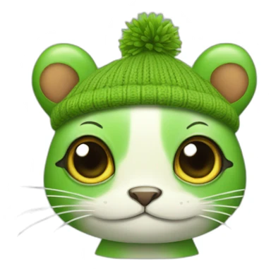 Frog wearing square cat Ear beanie sticker