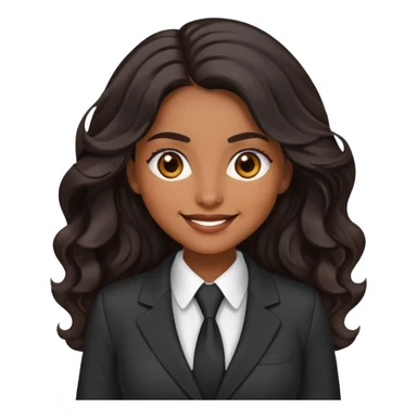 business woman with brown skin, brown eyes, long black wavy hair looking very happy, professional suit sticker