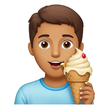 A person eating a ice cream sticker