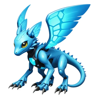  exotic futuristic modern cyber-Fakémon-Digimon-Trico-creature sticker