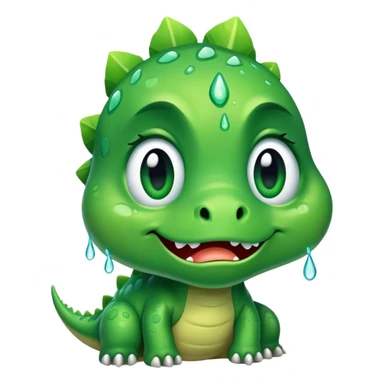 Crying dinosaur with tears sticker