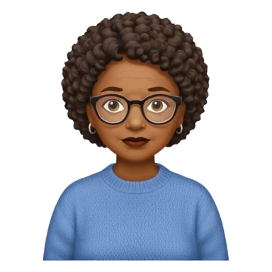 Old black woman, solemn, wearing glasses and sweater, short curly hair sticker