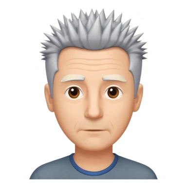 50 yr old white man short spike hair grey sticker