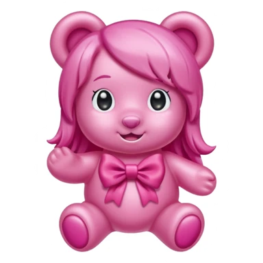 gummy bear with long hair and a hairbow sticker