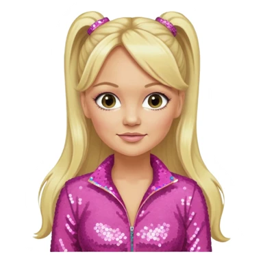 Emma Bunton from Spice Girls with long blonde two high ponytail hair, pink sequin outfit sticker