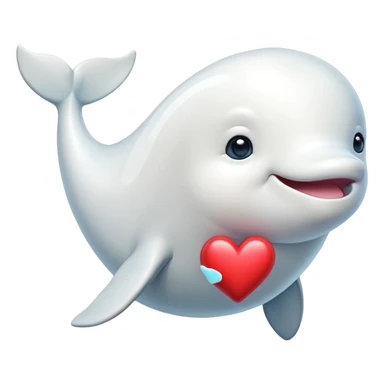 Baluga whale with a heart sticker