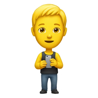 yellow person holding iphone sticker