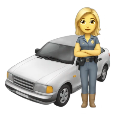 Julia-rubia-encima-de-un-coche-de-polica sticker