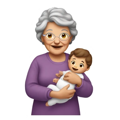 grandma with brown hair; holding baby  sticker