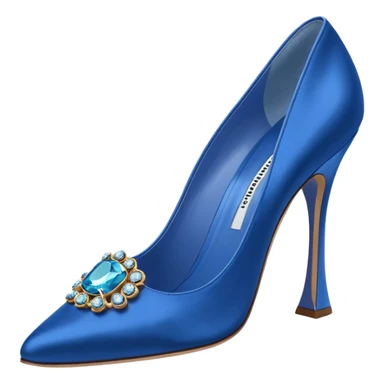 manolo blahink one pair 90's satin pump with jewellry at front blue sticker