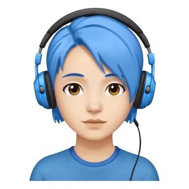 blue haired earringed heaphone wearing sticker