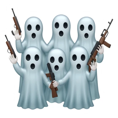 Fantasmas con un fusil y haciendo hola y chao con la manos sticker
