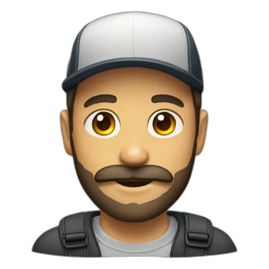 A guy in a cap with a beard and mustache smiles sticker