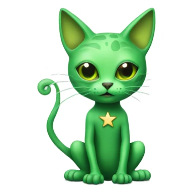 green alien cat with a star sticker
