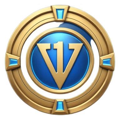 Futuristic achievement medal badge, circular shield emblem with engraved Roman numeral I and subtle “12M” detail, metallic gold and deep blue glow, sci-fi web3 game UI style, polished 3D game asset, soft energy aura, dark background, centered composition, high detail sticker