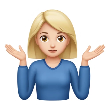 A girl shrugging his shoulders with a 6 above his left hand and a 7 above his right hand. sticker