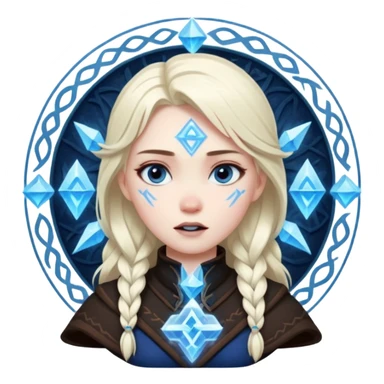 Woman frozen mid-spell, glowing runes around her body, charged silence sticker