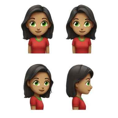 girl in red shirt with green eyes and dark hair sticker